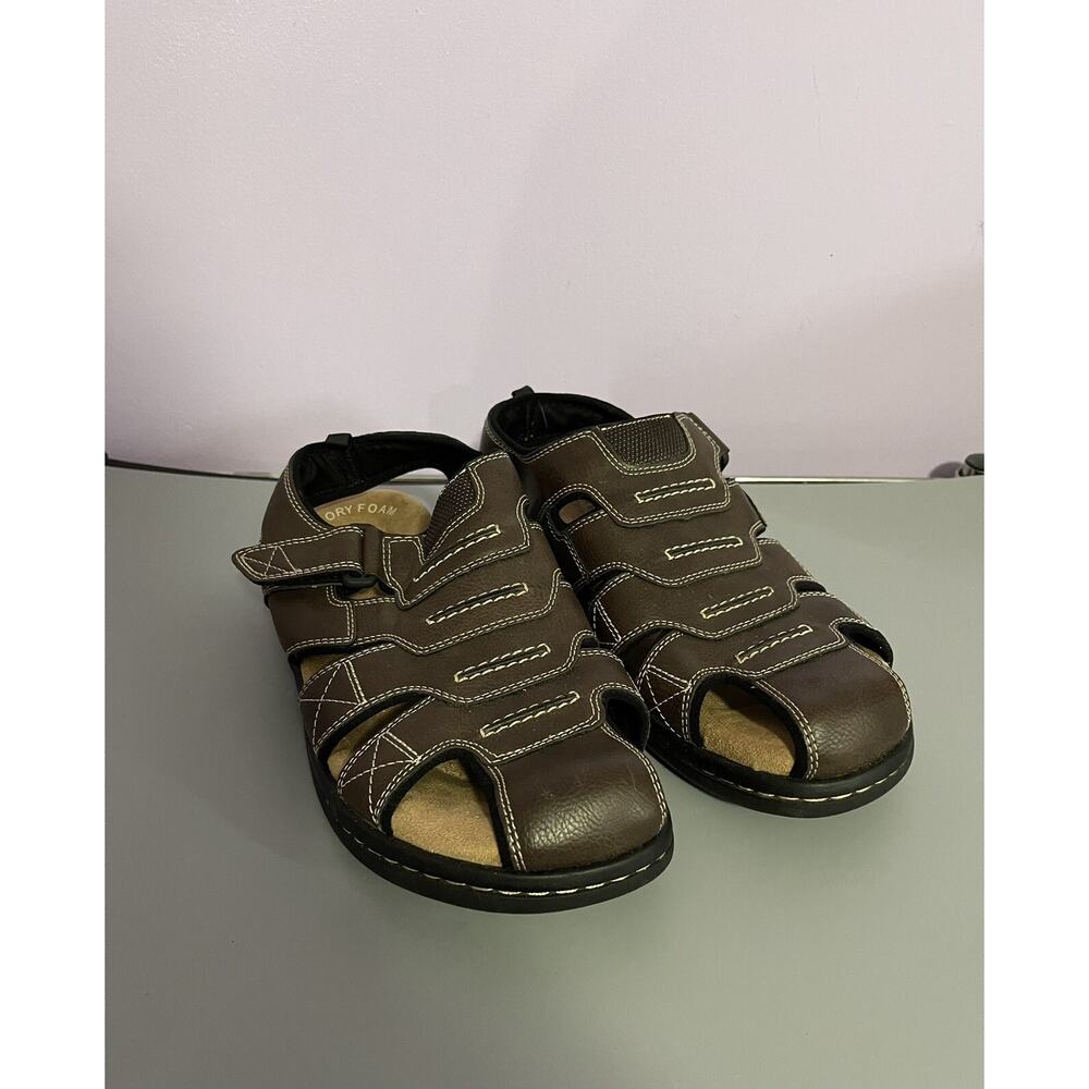 Dockers Men's Searose Brown Faux Leather Memory Foam Fisherman Sandal Size 9W